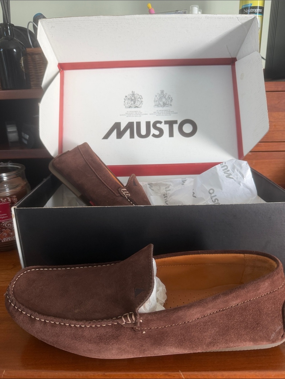 Musto Men's Brown Suede Slip-On Driving Loafers